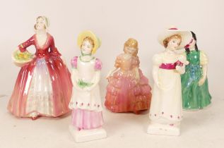 Five Royal Doulton Lady Figures to include Janet HN1537, Francine HN2422, Rose HN1368, Lori HN2801