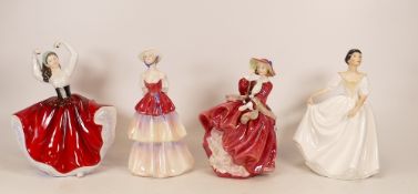 Royal Doulton lady figures to include Eliza HN3179, Top O'Hill HN1834, Donna HN2939 and Karen