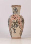 Doulton Lambeth Carrera Ware decorated in Pink and BLue with Pierced Body. Height: 21.5cm