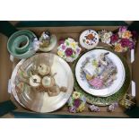 A collection of pottery including various plates, floral fancies, cruet etc (some damage to petals)