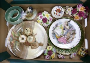 A collection of pottery including various plates, floral fancies, cruet etc (some damage to petals)
