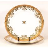 De Lamerie Fine Bone China heavily gilded Light Orange & Gilt Rimmed Plates, specially made high end