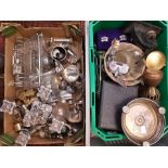 A large collection of metalware items to include silver plated items, die press, 5 branch candelabra