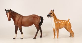 Royal Doulton Matt Swish Tail Horse & similar Boxer Dog(2)