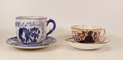 Two Victorian Tea Cups & Saucers, one being moustache cup(2)