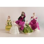 Five Coalport Lady Figures to include Ladies of Fashion Winters Morn, Ladies of Fashion Flair,