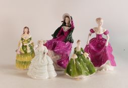 Five Coalport Lady Figures to include Ladies of Fashion Winters Morn, Ladies of Fashion Flair,