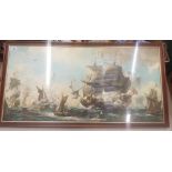 Mr Pepys Navy by Leslie A. Wilcox. Framed Modern Print Behind Glass. Height: 56.7cm Width: 95cm