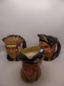 Three Royal Doulton Large Character Jugs to include Monty D6202, North American Indian D6611 and