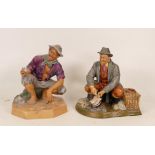 Two Royal Doulton Matte Character Figures to include Beach Comber HN2487 and Bon Appetite HN2444 (2)