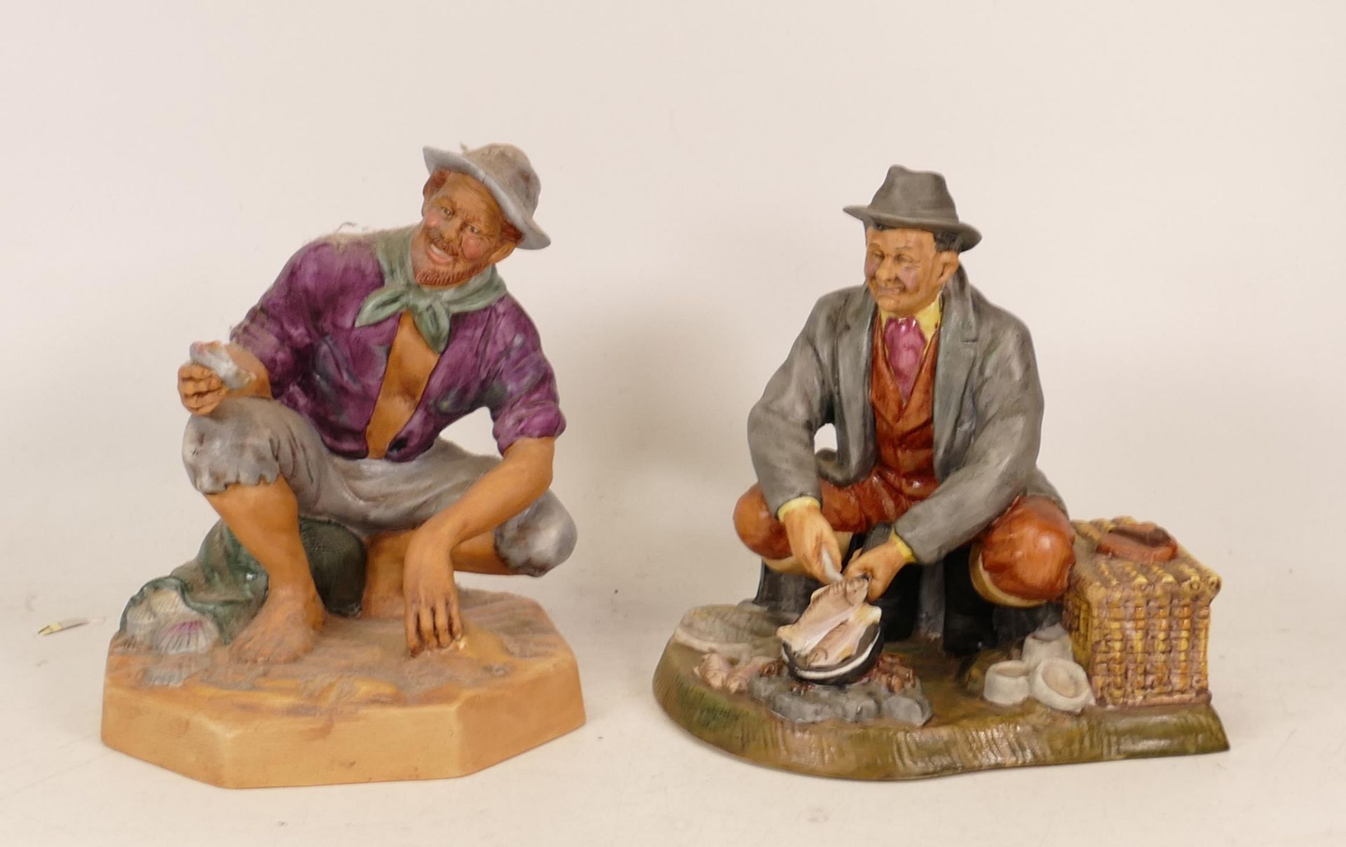 Two Royal Doulton Matte Character Figures to include Beach Comber HN2487 and Bon Appetite HN2444 (2)