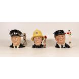 Royal Doulton Limited Edition Character jugs The Engine Driver D6823, The Policeman D6852 & The