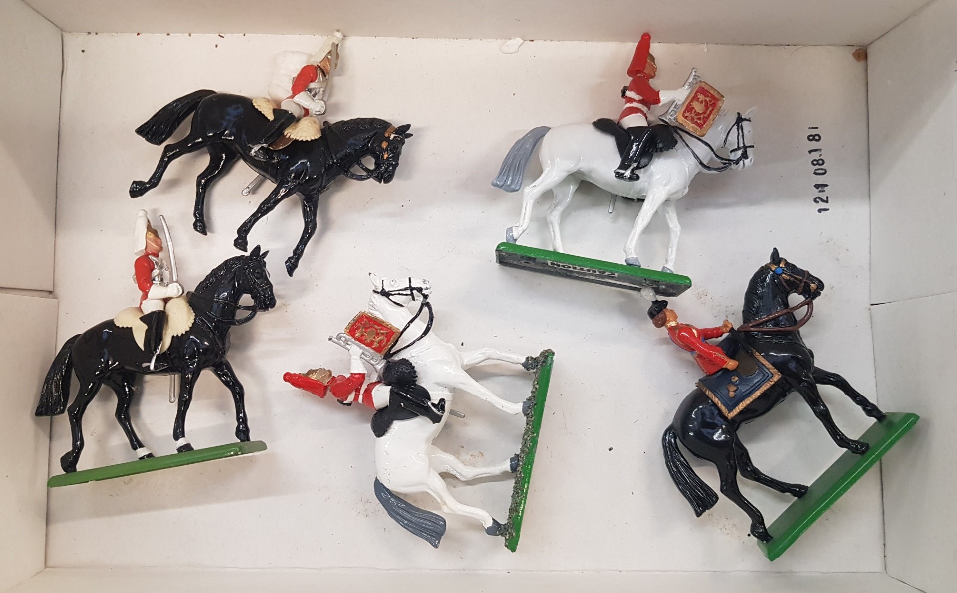 A Set of Five W. Britain Metal Figures to include Queen Elizabeth on Horseback with Four other