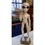 Alien figure holding ashtray, height 66cm