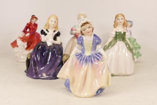 Six Royal Doulton Girl and Lady Figures to include Affection HN2236, Ragdoll HN2142. Penny HN2338,