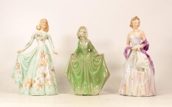 Three Ceramic Lady Figures including two Wedgwood & Co figures one with (broken arm) & similar