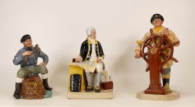 Royal Doulton Character Figure Captain Cook HN2889, finger damaged (seconds), Lobster Man HN2317 and