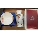Boxed Royal Albert Old Country Rose Patterned Vase & boxed Royal Doulton Floral Decorated Bowl,