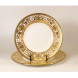 De Lamerie Fine Bone China heavily gilded Robert Adam pattern Shallow bowl & dinner plate ,
