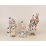 Lladro figures Pierrot with Accordion 5279, Pierrot with Puppy 5277 and Littlest Clown 5811 (3)