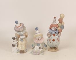 Lladro figures Pierrot with Accordion 5279, Pierrot with Puppy 5277 and Littlest Clown 5811 (3)