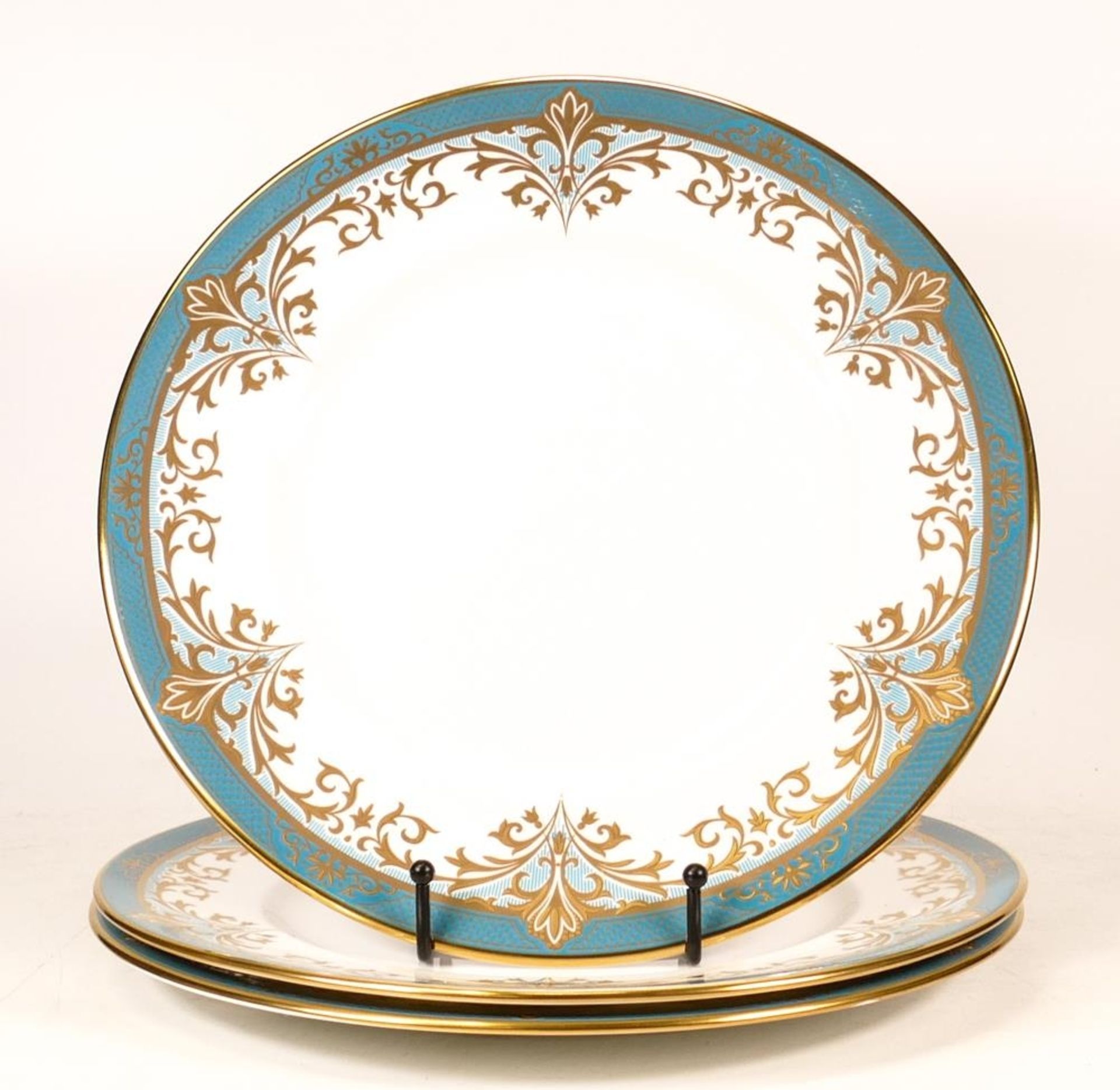 De Lamerie Fine Bone China heavily gilded Turquoise Rimmed Plates, specially made high end quality