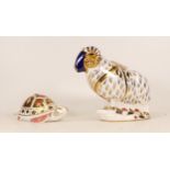 Royal Crown Ram an Turtle Paperweights. Silver stoppers. (2)