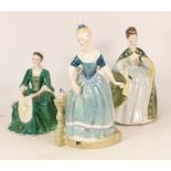 Three Royal Doulton Lady Figures to include A Lady From Williamsburg HN2228, Premiere HN2343 and