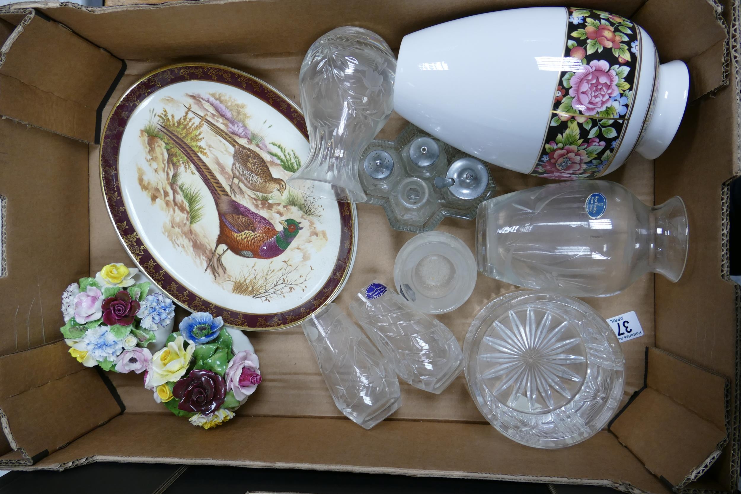 A mixed collection of items to include 2nds Wedgwood Clio patterned vase, cut glass items, oval - Image 2 of 2