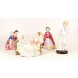 Four Royal Doulton figures to include The Bedtime Story HN2059, Pauline HN2441, Sleepy Darling