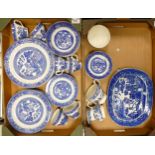 Wood & Sons Willow Ware, A Collection of Tea and Dinnerware to include Platter, Jugs, Bowls,