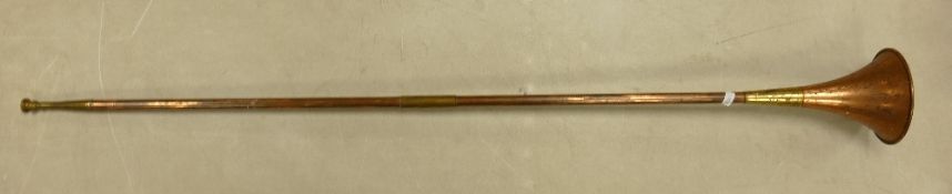 Copper and Brass Hunting Horn. Length: 120cm