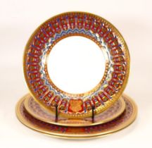 De Lamerie Fine Bone China heavily gilded Private Commission patterned Plates with Arabic Motif,