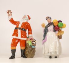 Royal Doulton Seconds Figures Biddy Penny Farthing Hn1643 & Santa Claus Hn2725(3)