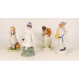 Four Royal Doulton Character Figures to include Wee Willie Winkie HN3031, Pollyanna HN2965, Dressing