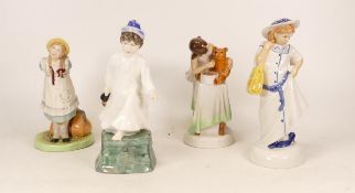 Four Royal Doulton Character Figures to include Wee Willie Winkie HN3031, Pollyanna HN2965, Dressing