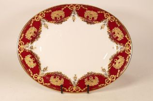 De Lamerie Fine Bone China heavily gilded Christmas Garland patterned oval platter, specially made