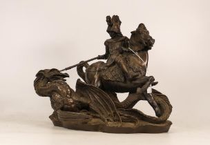 Bronzed resin figure George and the dragon (lance loose)