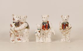 Royal Crown Derby Paperweights Bear Hug, dad and George and Claude, no stoppers (3)