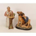 Two Royal Doulton Matte Character Figures to include Good Morning HN2671 and Buddies HN2546 (2)