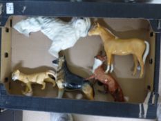 A Collection of Ceramic Animals to include Beswick Palomino Horse, Beswick Fox Standing, Beswick