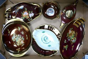 A collection of Carlton ware later Rouge Royale items including shaped dishes, Aladdin's lamp