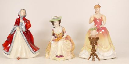 Three Royal Doulton Lady Figures to include Rachel HN2936, Sarah HN3380 and Polly Put The Kettle