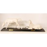 Beswick white matte horse Spirit Of Nature & Peace both on black wood plinths(2)