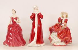Three Royal Doulton Lady Figures to include Innocence HN2842, Wintertime HN3060 and Top O' The