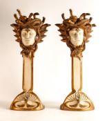 Two Large Palazzo-Int Medusa theme candlesticks, height 45cm