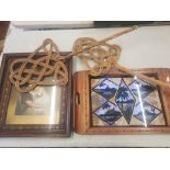 A Collection of Items to include a Victorian Print of Mother and Child, Butterfly Wing Mosaic Tray