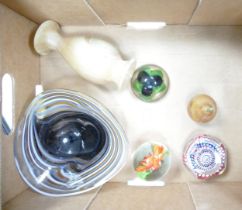A Mixed Collection of Items to include Art Glass Bowl, Whitefriars Coronation Paperweight, Glass
