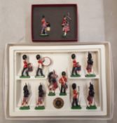 Boxed W Britain Scots Guards 10 Piece Band together with Two Special Collectors Edition KOSB Pipe