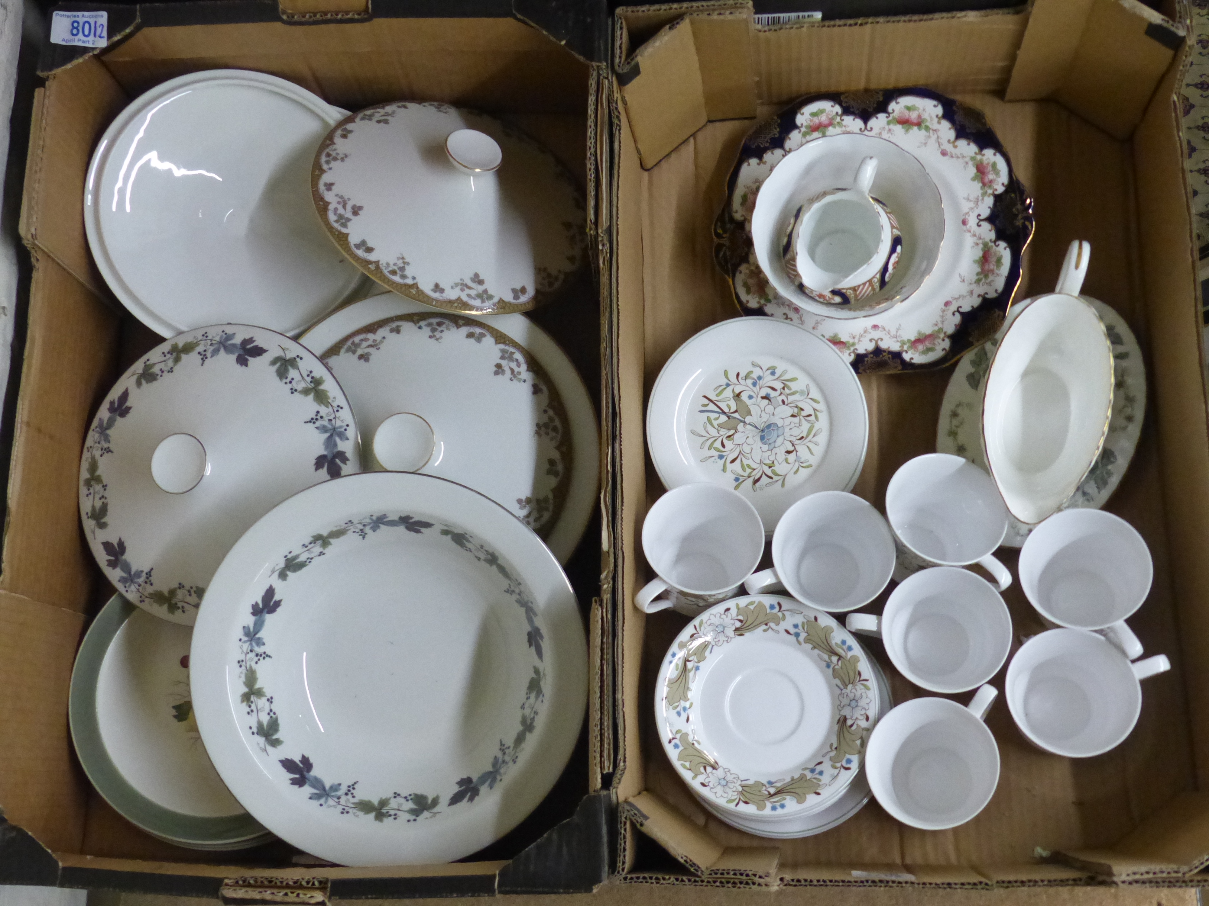 A mixed collection of tea and dinnerware items to include Spode Milkwood trios, Minton Greenwich